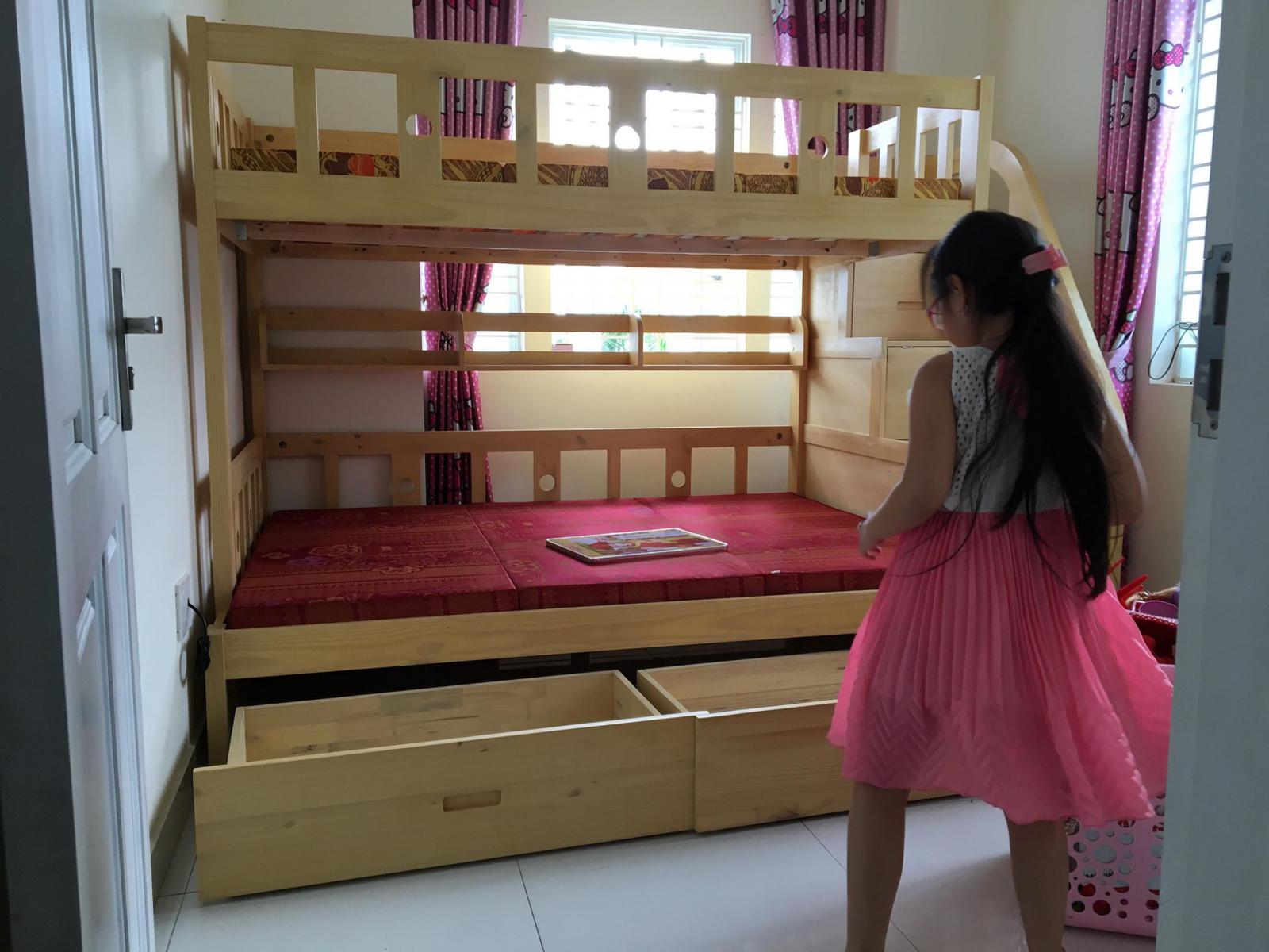 giường tầng hộp ngoài cao cấp 2 Tầng có Gía Sách ,Hộp đồ bella 42121